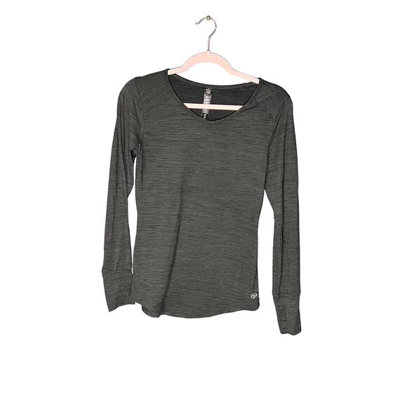 N.Y.L. Athletic Long Sleeve Workout Top Grey Thumb Hole Quality Fabric Comfort - Picture 1 of 7